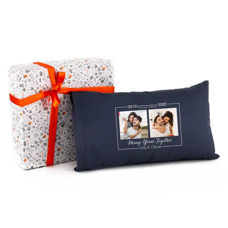 Valentine's Gift 10 Years Challenge Photo Printed Pillow
