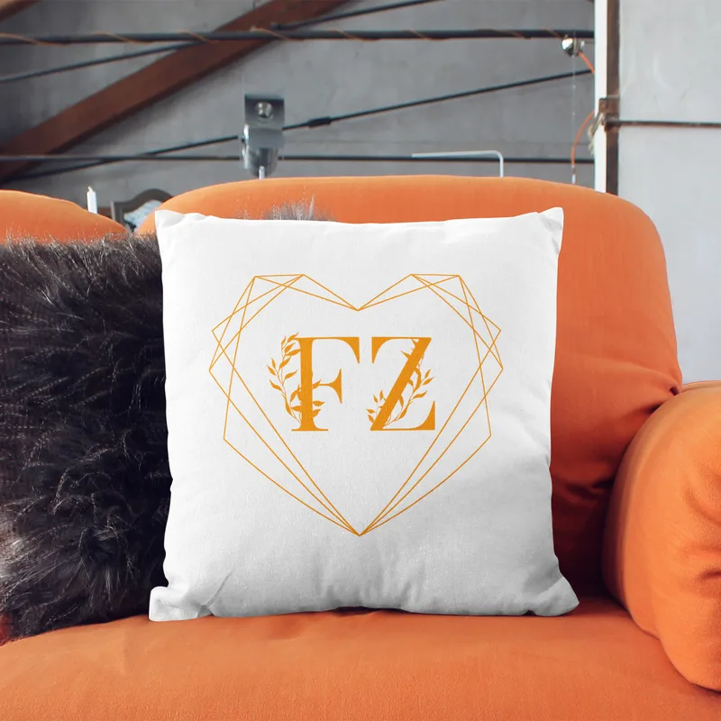 Valentine's Gift Initial Written Decorative Pillow