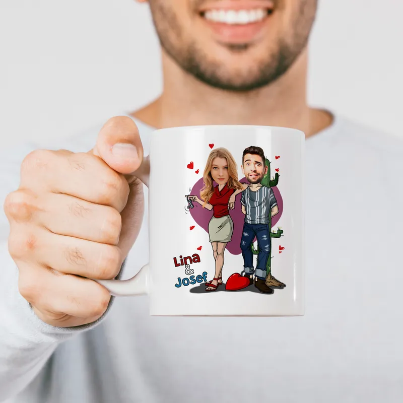 Personalised Cartoon Love Mug for Couples