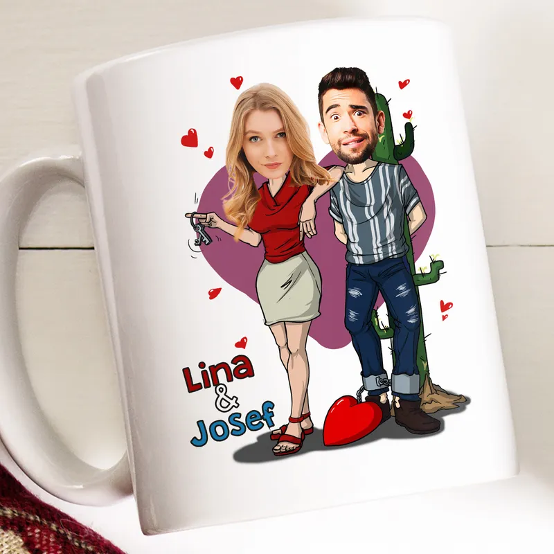 Personalised Cartoon Love Mug for Couples