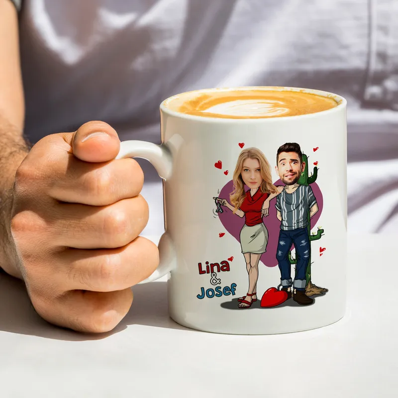 Personalised Cartoon Love Mug for Couples