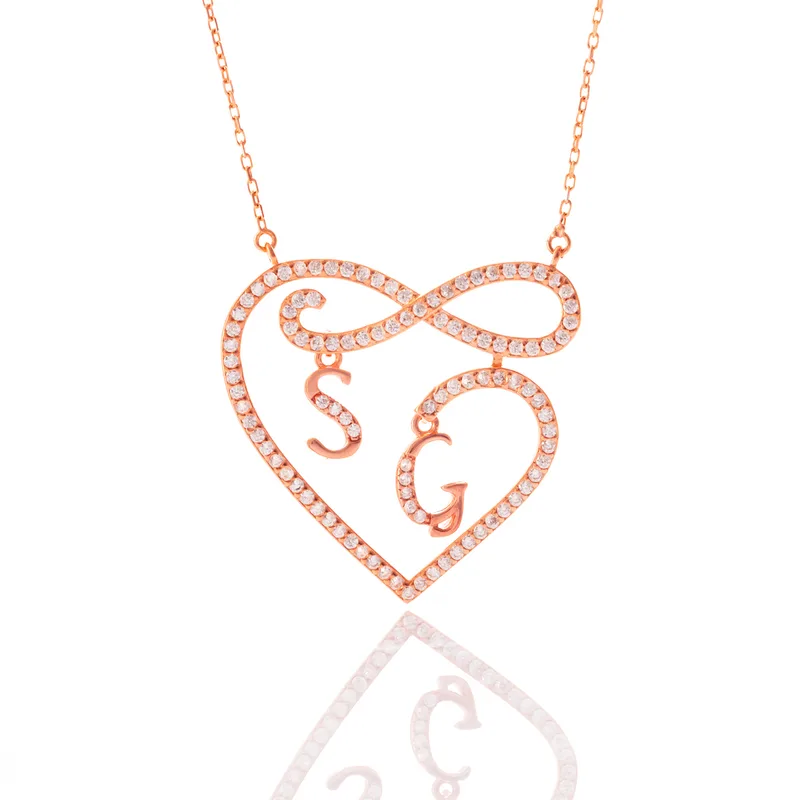 Valentine's Gift Personalized Letter Heart Silver Necklace