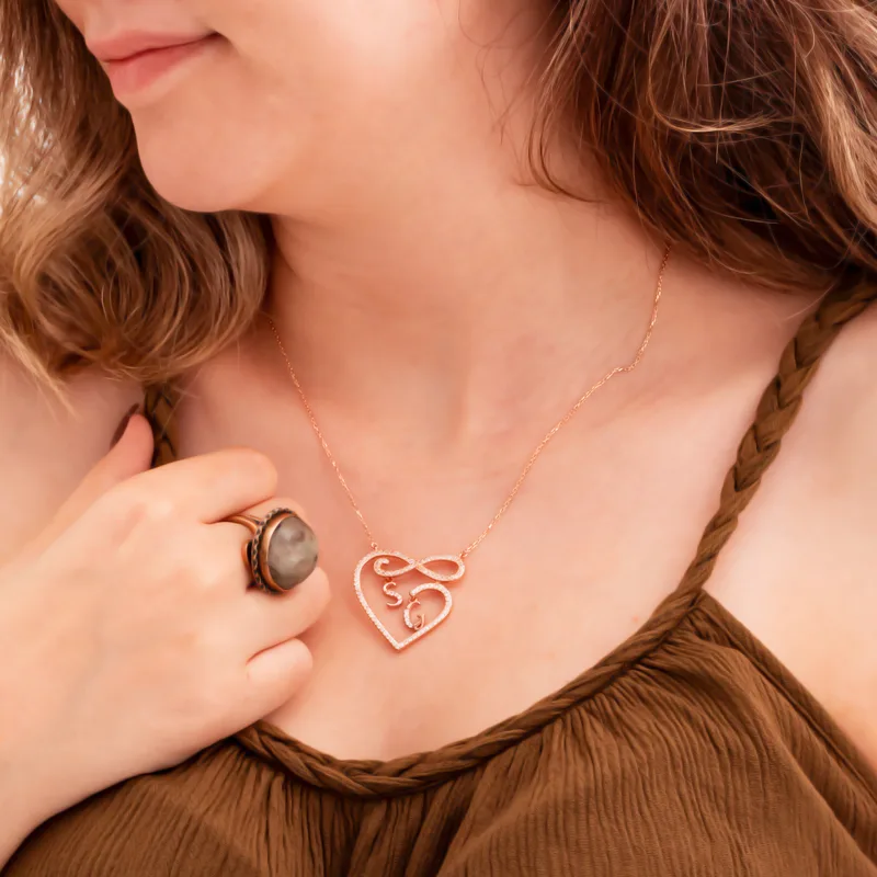 Valentine's Gift Personalized Letter Heart Silver Necklace