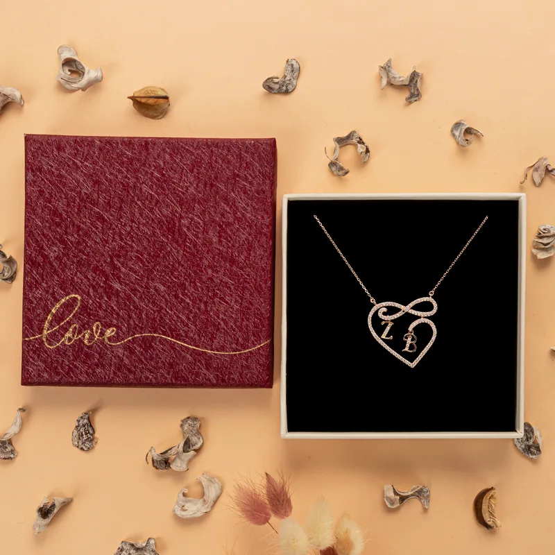 Valentine's Gift Personalized Letter Heart Silver Necklace