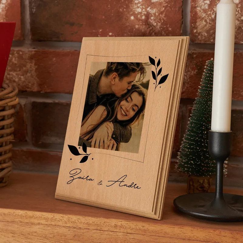 Personalized Wooden Photo Block as Anniversary Gift for Couple