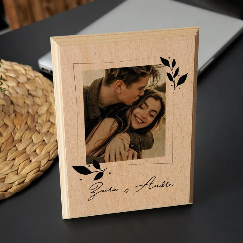 Personalized Wooden Photo Block as Anniversary Gift for Couple