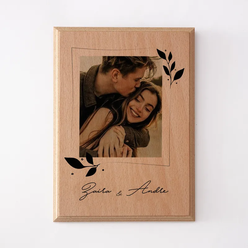 Personalized Wooden Photo Block as Anniversary Gift for Couple