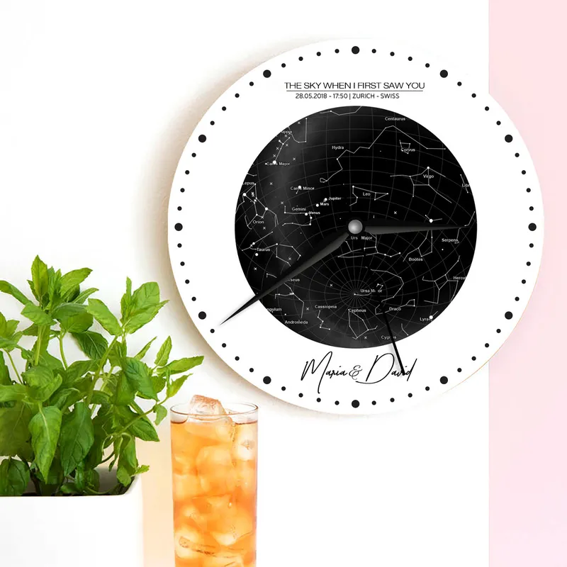 Personalised Star Map Wall Clock for Romantic Occasions