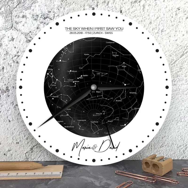 Personalised Star Map Wall Clock for Romantic Occasions