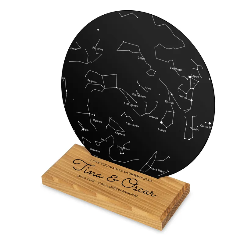 Valentine's Gift Star Map Designed Plaque Table