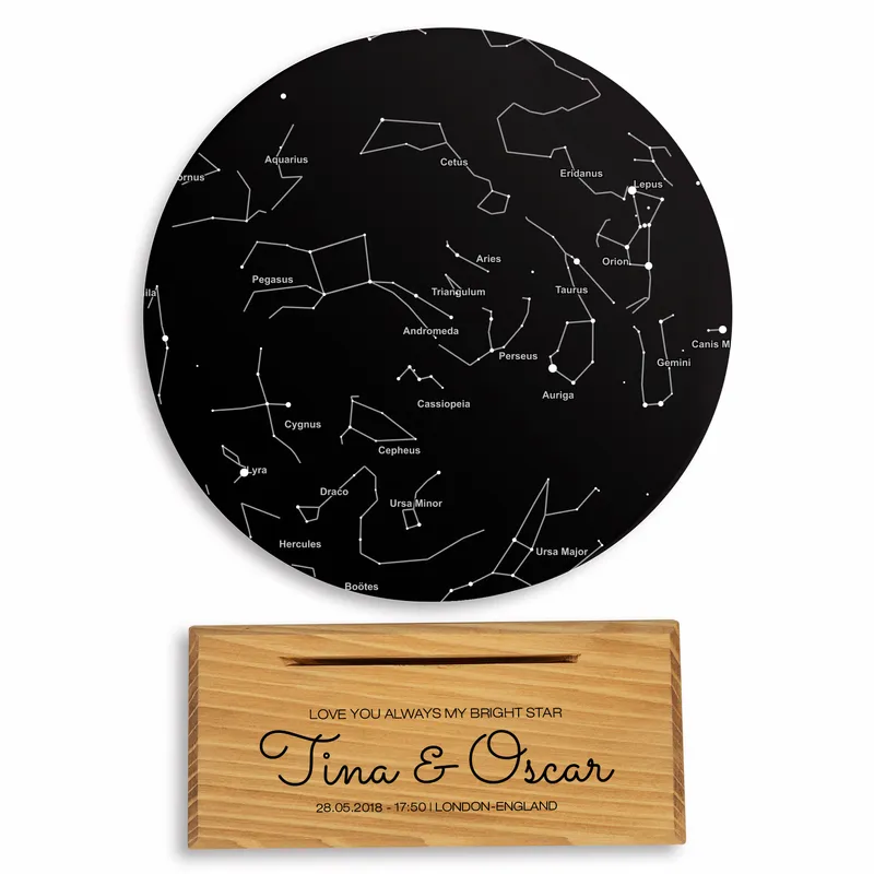 Valentine's Gift Star Map Designed Plaque Table