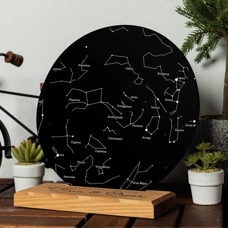 Valentine's Gift Star Map Designed Plaque Table