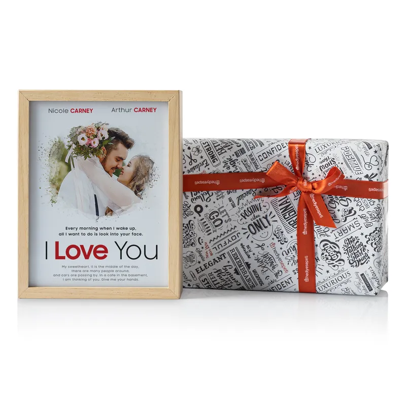 Valentine's Photo Printed Romantic Comedy Poster Designed Wooden Decorative Lamp