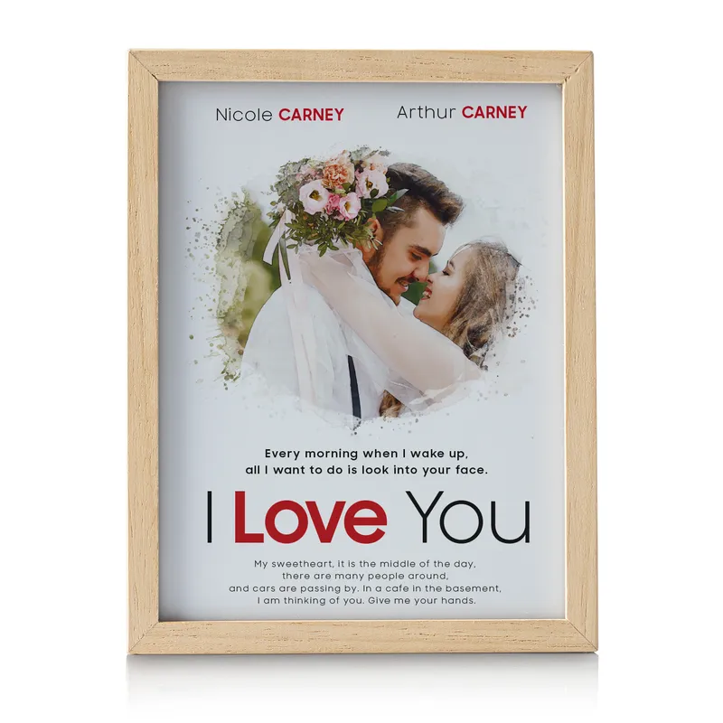 Valentine's Photo Printed Romantic Comedy Poster Designed Wooden Decorative Lamp