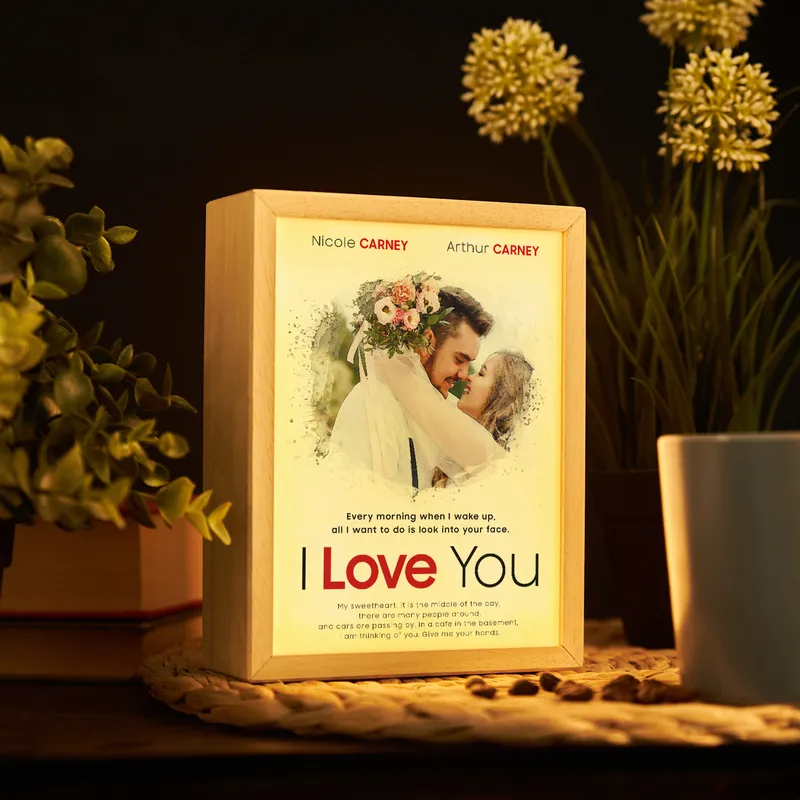 Valentine's Photo Printed Romantic Comedy Poster Designed Wooden Decorative Lamp