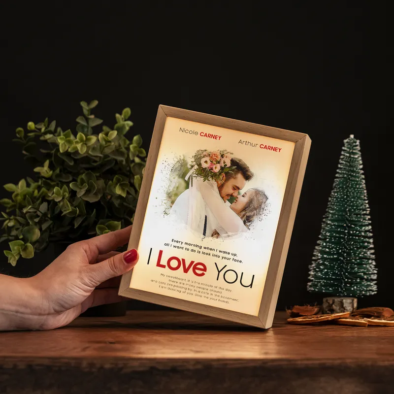 Valentine's Photo Printed Romantic Comedy Poster Designed Wooden Decorative Lamp