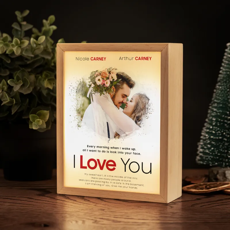 Valentine's Photo Printed Romantic Comedy Poster Designed Wooden Decorative Lamp