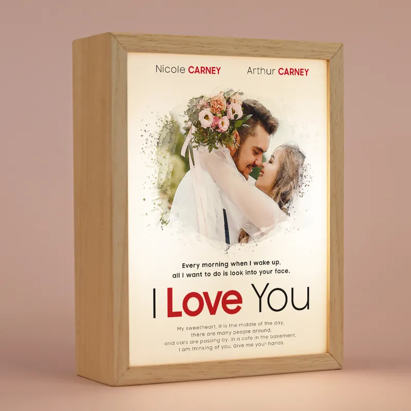 Valentine's Photo Printed Romantic Comedy Poster Designed Wooden Decorative Lamp