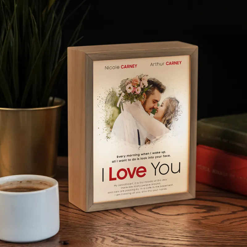 Valentine's Photo Printed Romantic Comedy Poster Designed Wooden Decorative Lamp