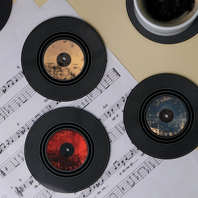 Vintage Vinyl Coaster Set for Retro Music Lovers