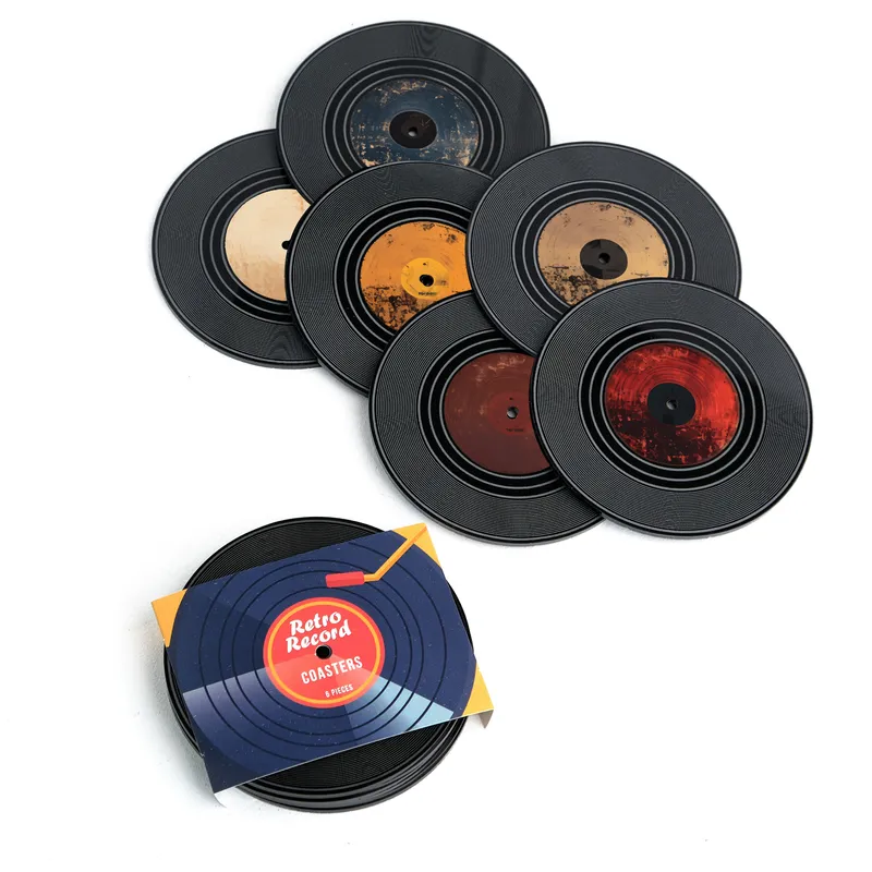 Vintage Vinyl Coaster Set for Retro Music Lovers