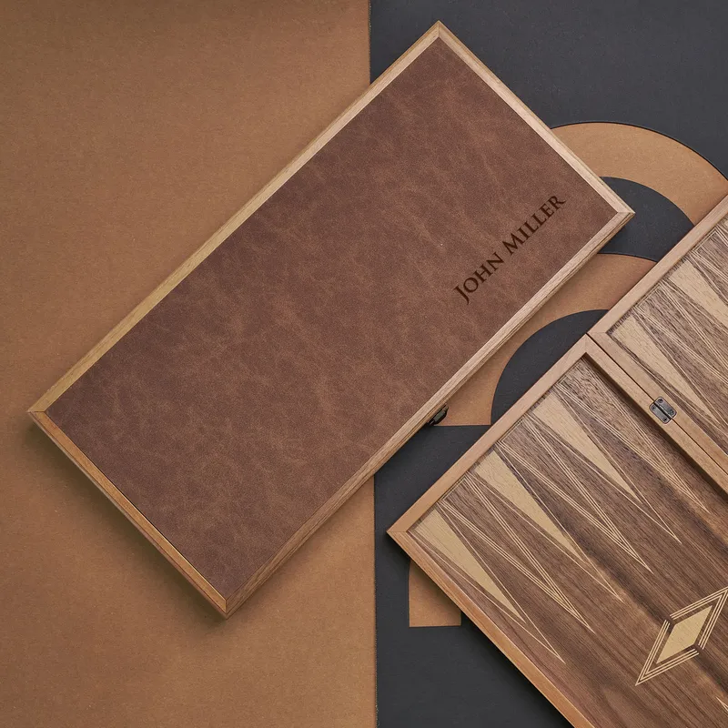 VIP Personalized Leather-Covered Backgammon Set for Backgammon Enthusiasts