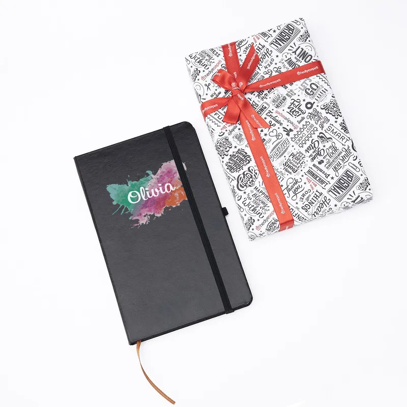 Personalised Watercolour Black Notebook for Her