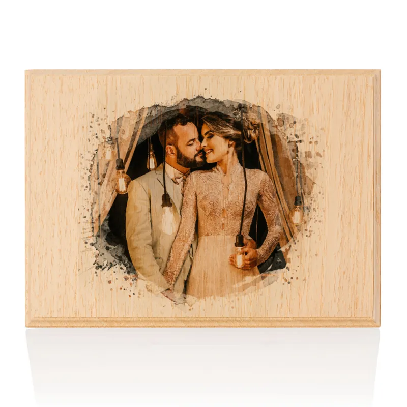 Watercolor Effect Personalised Photo Printed Mini Wooden Frame