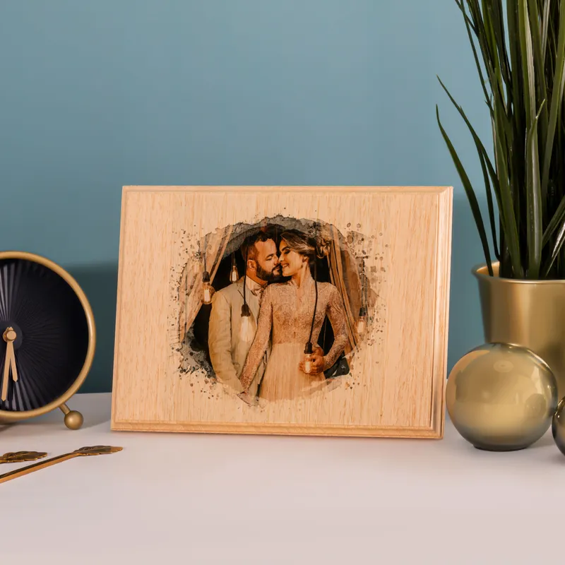 Watercolor Effect Personalised Photo Printed Mini Wooden Frame