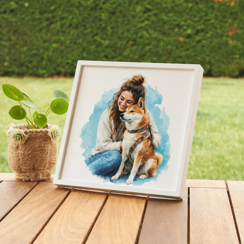 Custom Dog Photo Painting with Watercolor Effect as Pet Memorial Gift