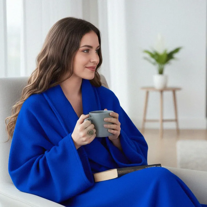 Wearable Blue Fleece Blanket