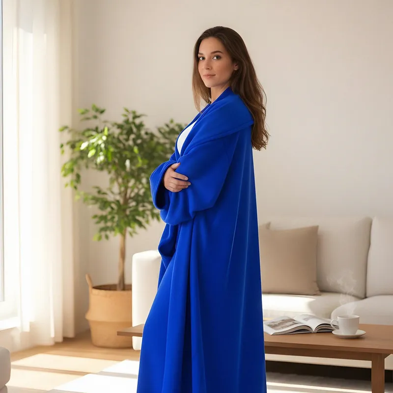 Wearable Blue Fleece Blanket