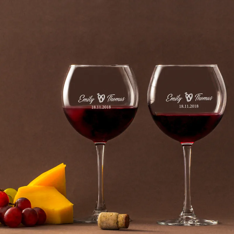 Personalised Anniversary Wine Glass Set for Couples