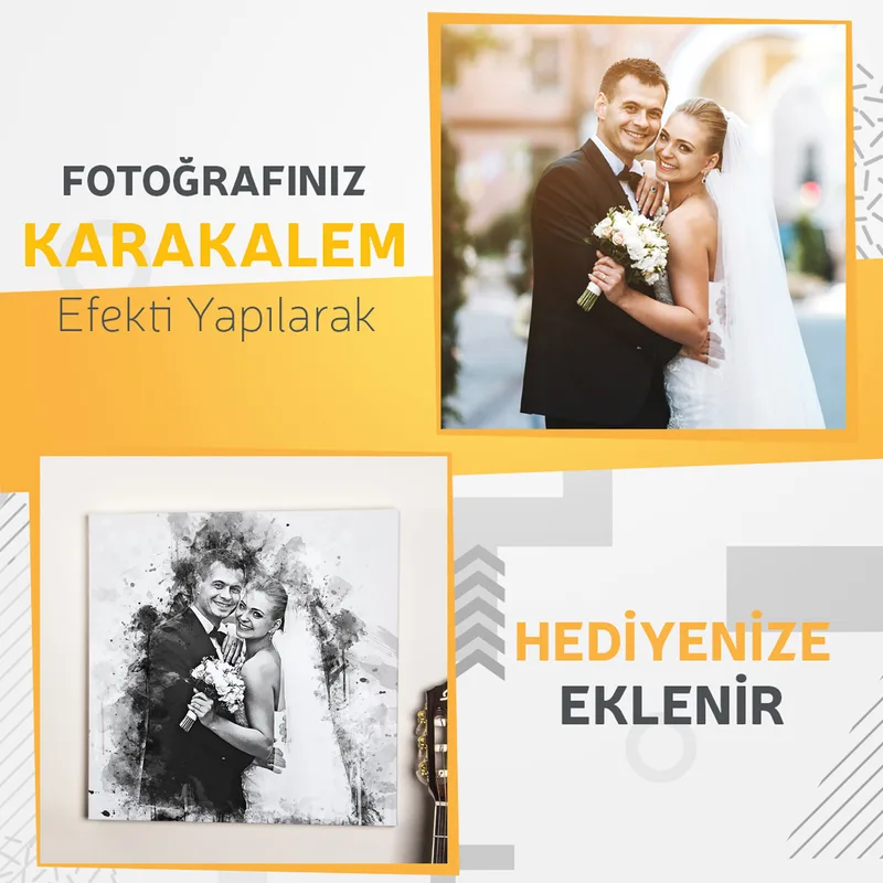 Personalised Charcoal Drawing Wedding Anniversary Canvas 40x40