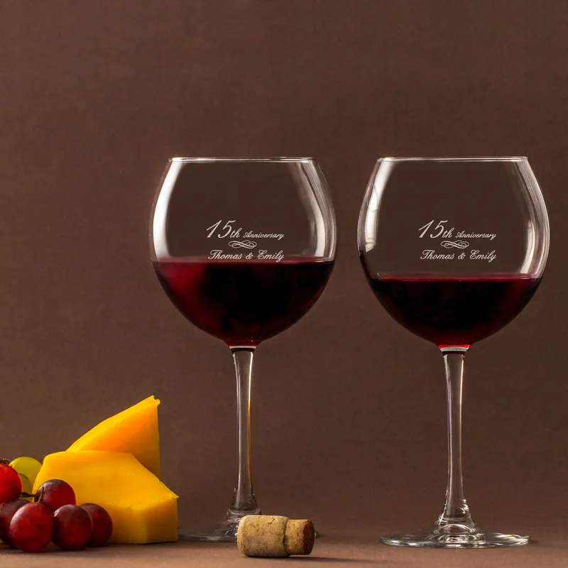 Personalised Anniversary Wine Glass Set for Couples