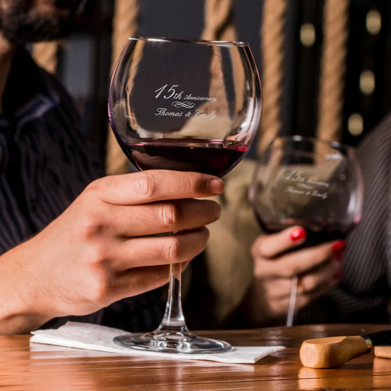 Personalised Anniversary Wine Glass Set for Couples