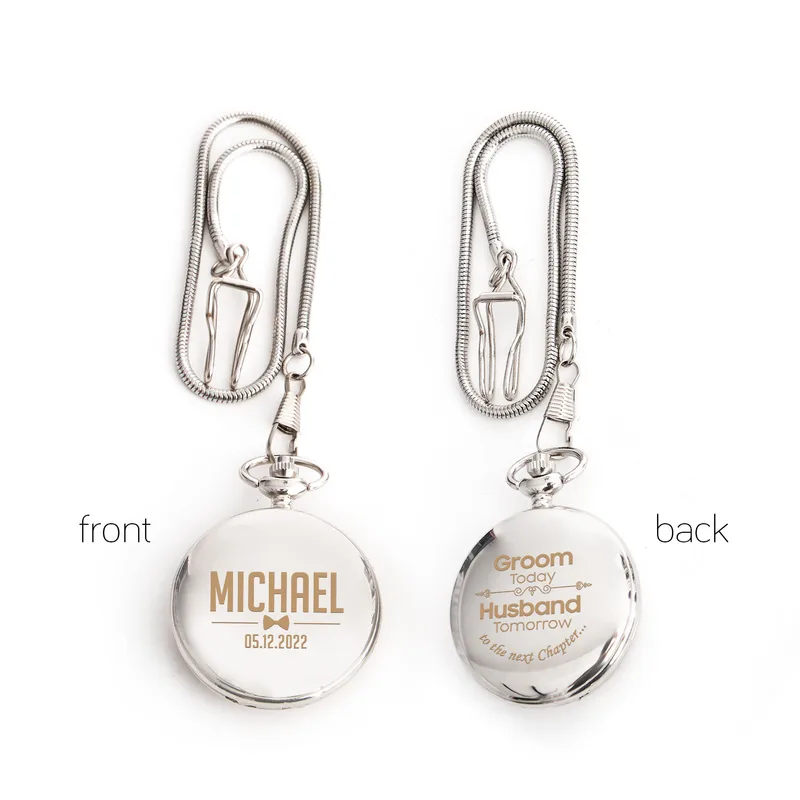 Wedding Gifts for Groom Personalized Pocket Watch with Special Message