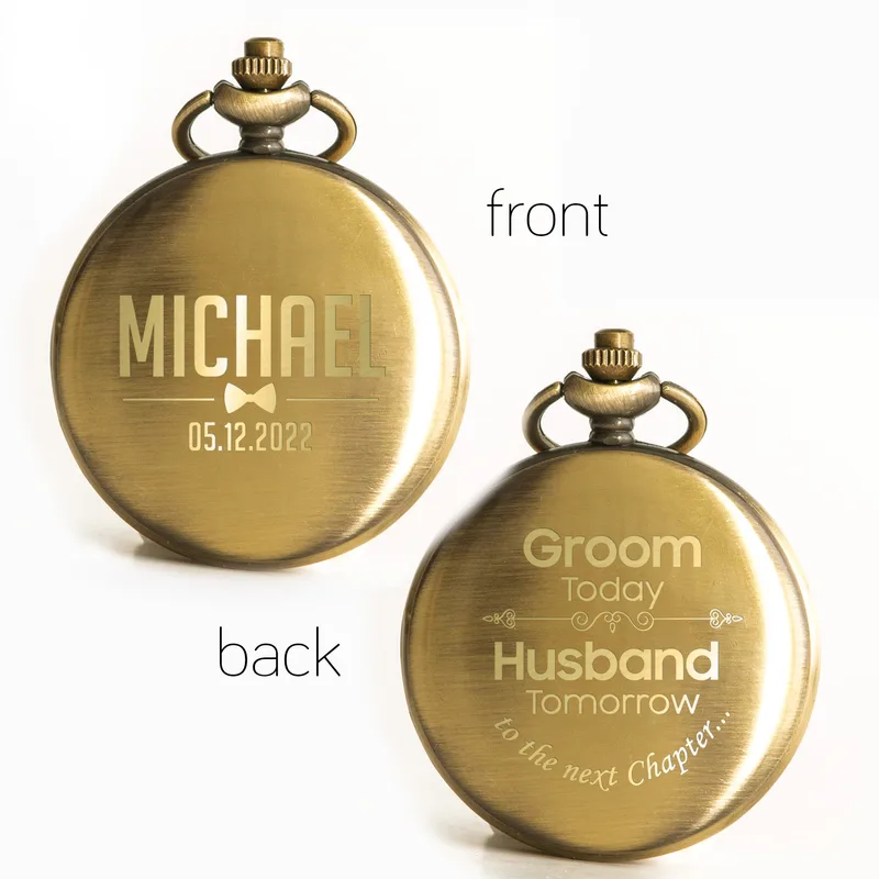 Wedding Gifts for Groom Personalized Pocket Watch with Special Message