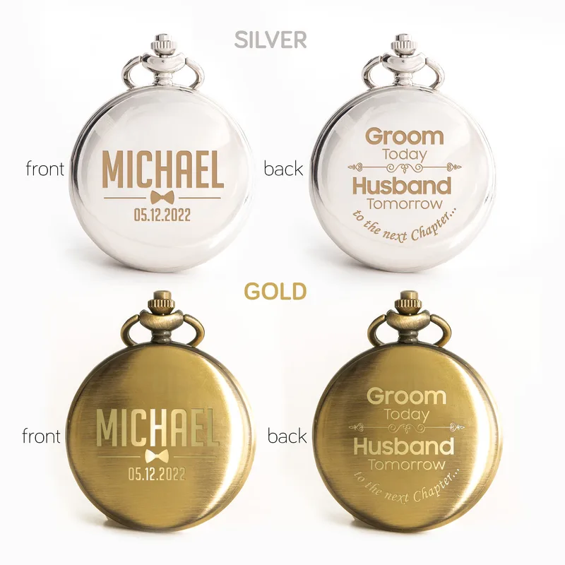 Wedding Gifts for Groom Personalized Pocket Watch with Special Message