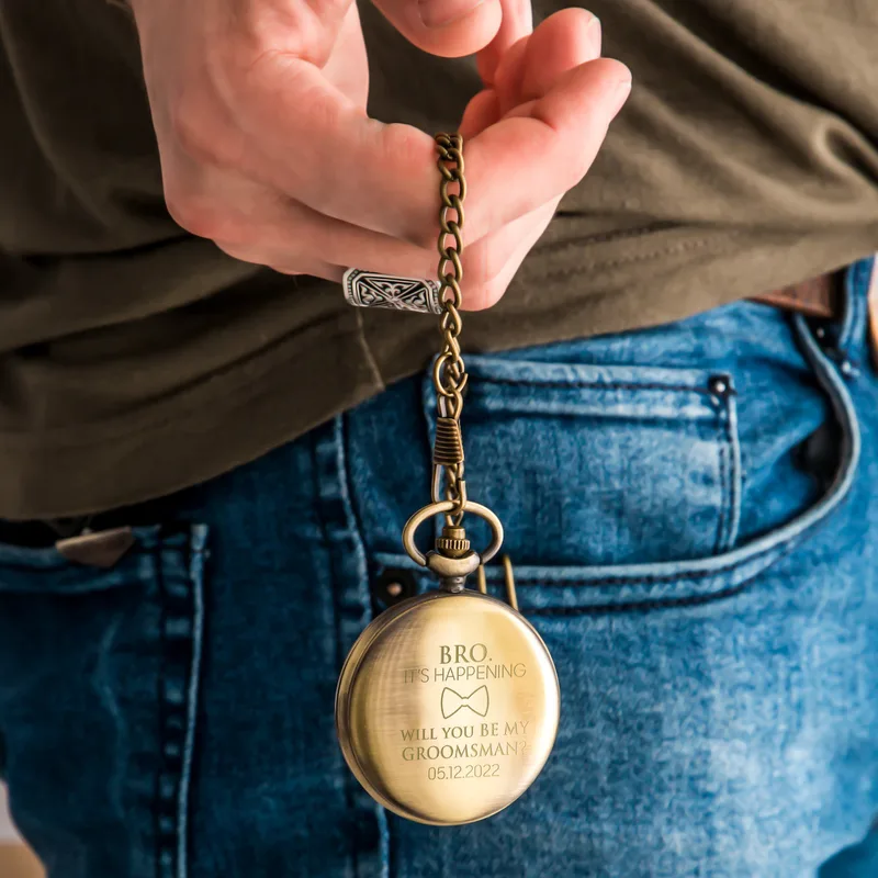 Personalised Groomsman Pocket Watch Unique Wedding Keepsake