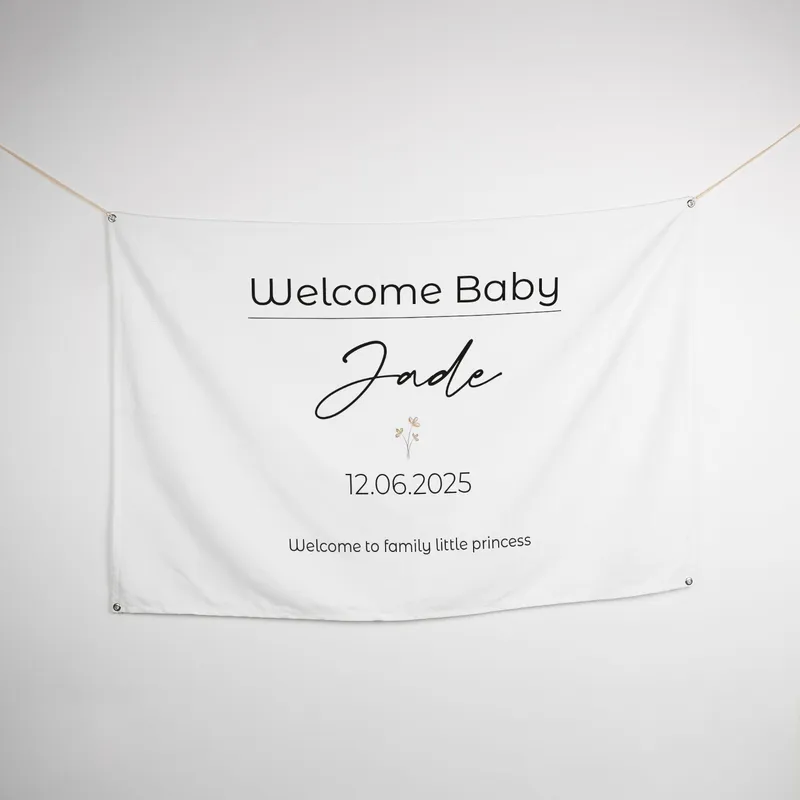 Personalised Welcome Baby Newborn Celebration Banner - 95 x 145 cm