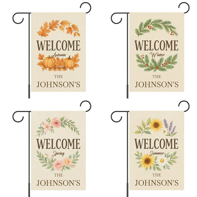 Custom Family Name Spring Garden Flag