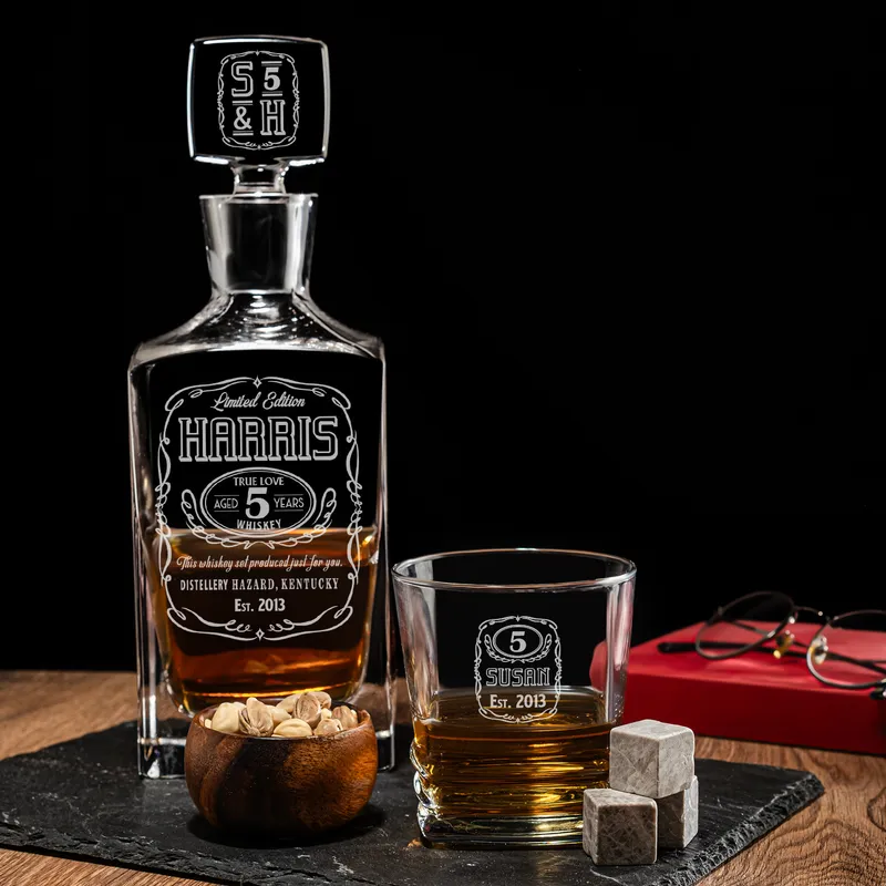 Whiskey Decanter Set with Special Wooden Box