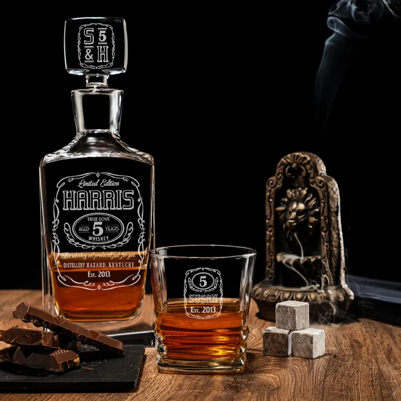 Whiskey Decanter Set with Special Wooden Box