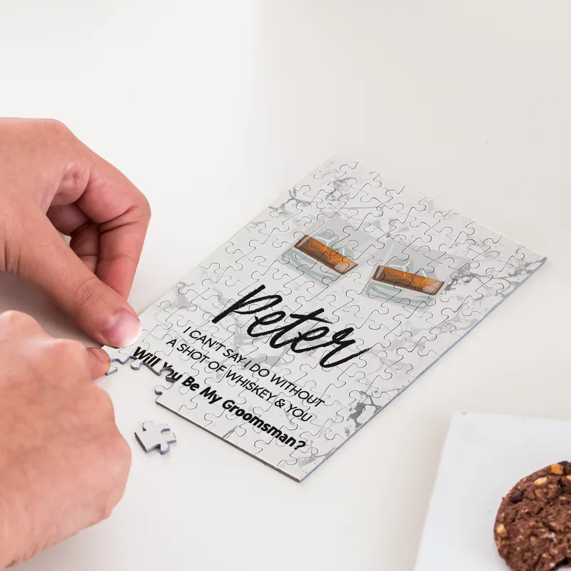 Whiskey Design Groomsman Concept Mini Puzzle with Storage Tube