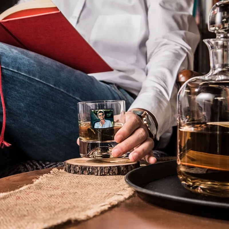 Personalised Photo Whiskey Glass Set with Custom Name