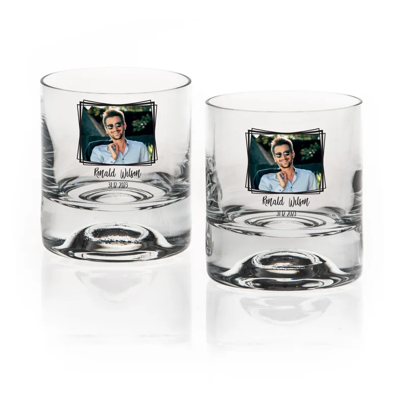 Personalised Photo Whiskey Glass Set with Custom Name