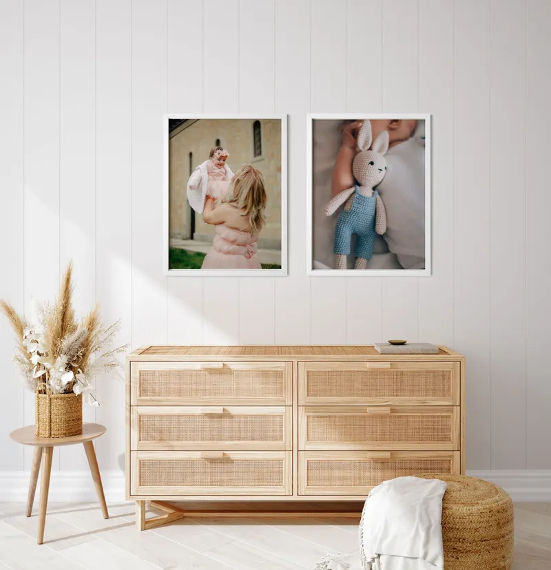 White Self Adhesive Frame Set 2pcs with Photo Prints