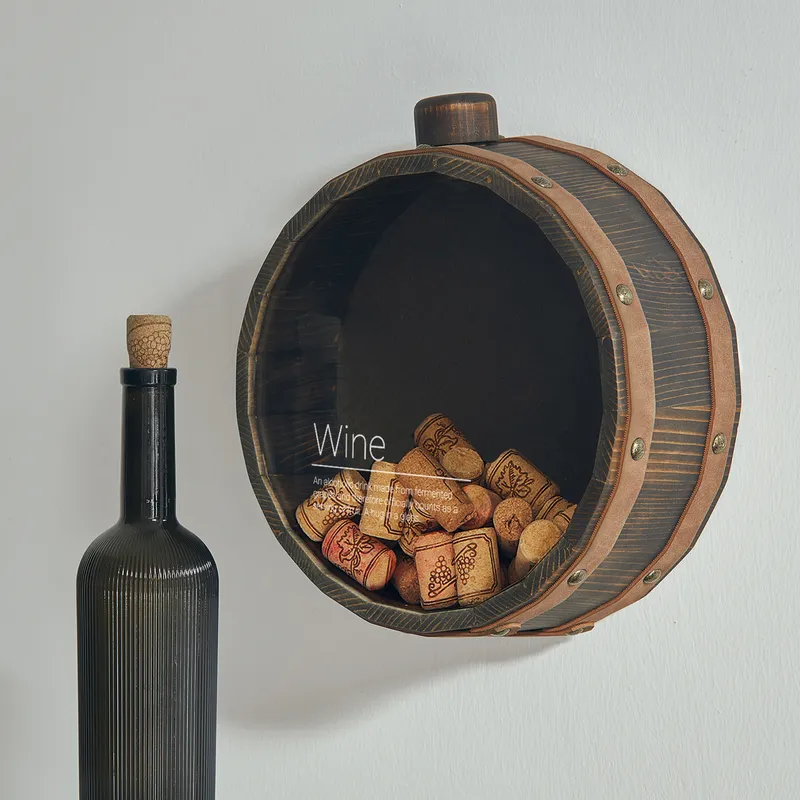 Wine Barrel Cork Collector Display Box for Enthusiasts