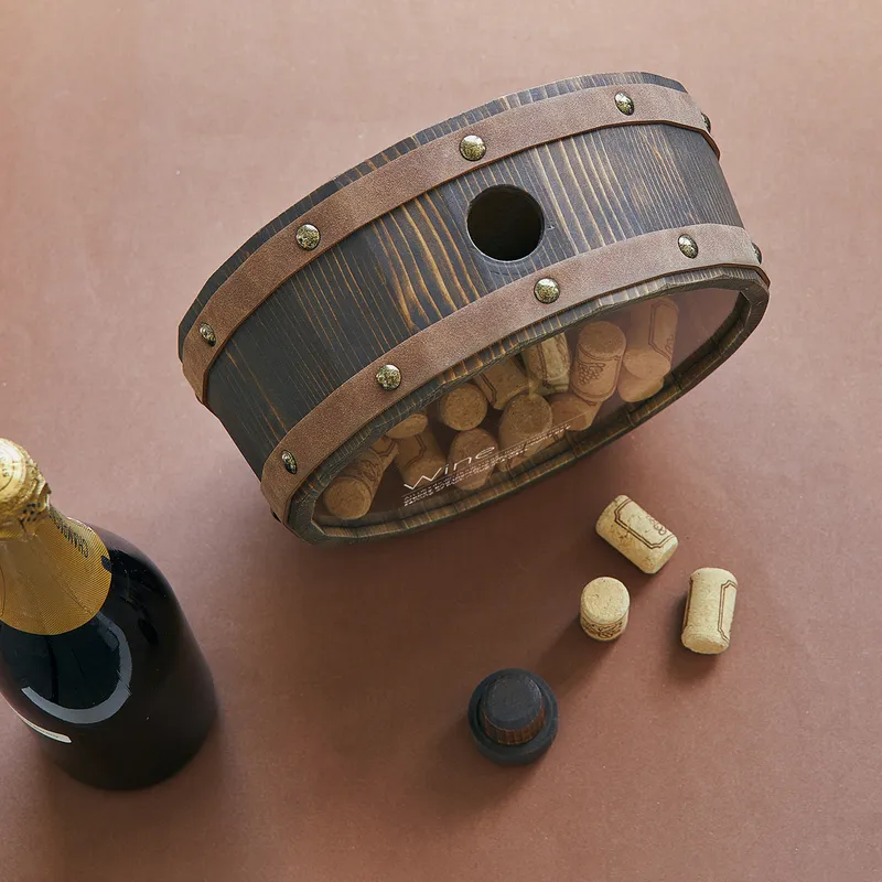Wine Barrel Cork Collector Display Box for Enthusiasts